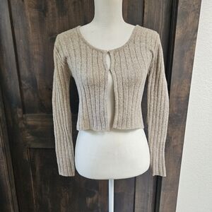 Aster Beige Ribbed Cardigan
